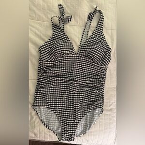 Black and White Gingham Swimsuit XL